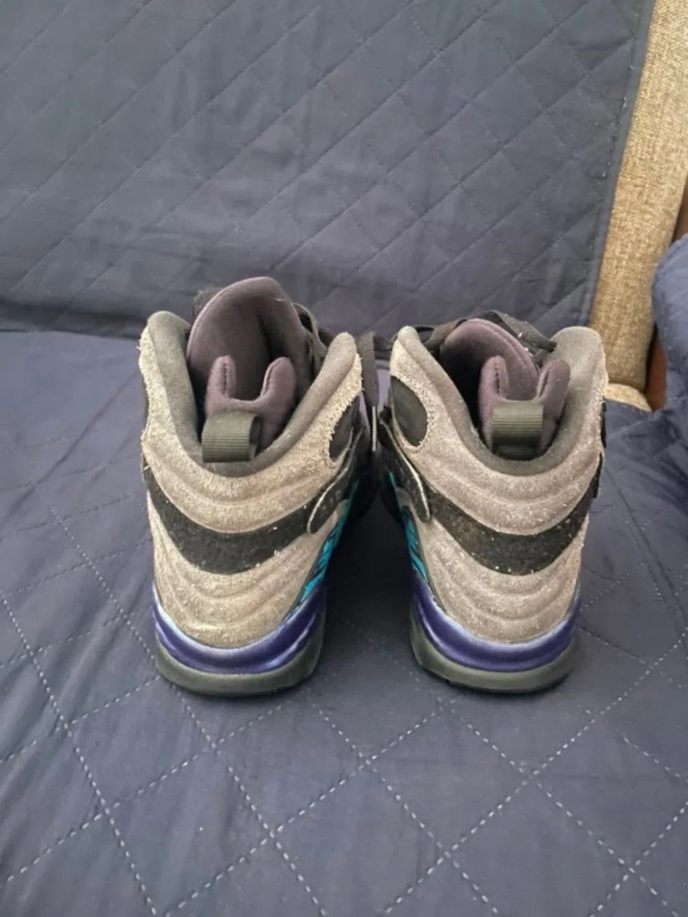 Jordan Kids Black Sneakers with Teal and Purple Accents